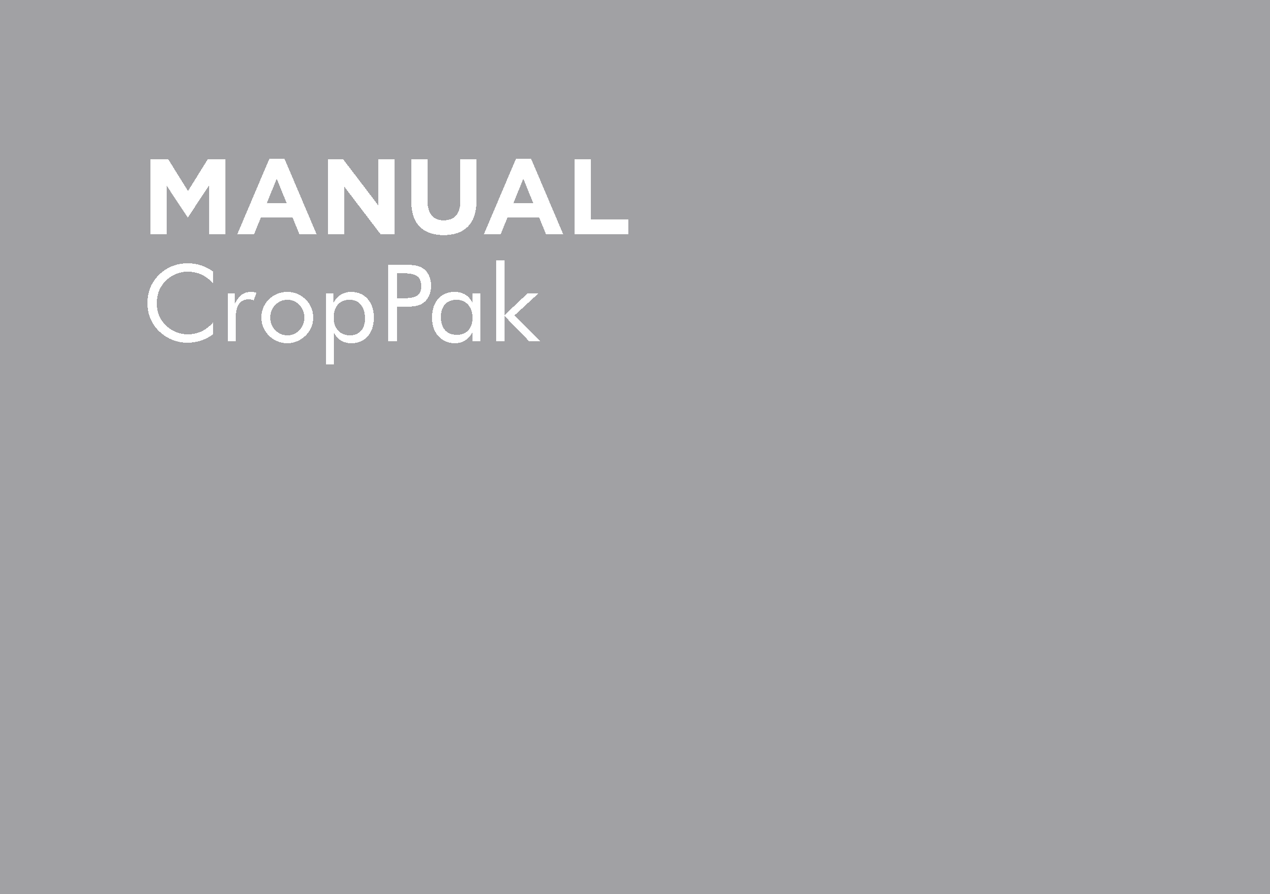 CROPPAK MANUAL VERSION C