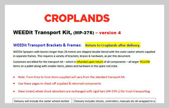 WEED-IT TRANSPORT KIT, MP-375, INFO V4