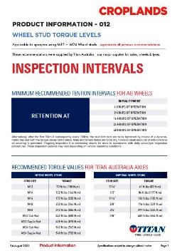 WHEEL STUD TORQUE LEVELS